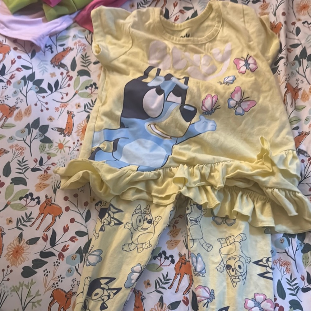 Yellow Kids Pajamas with Cartoon Print
